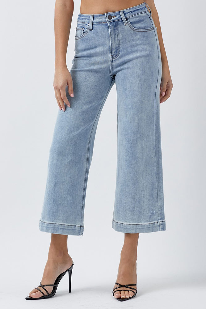 Risen | High Rise Ankle Wide Jeans | Light