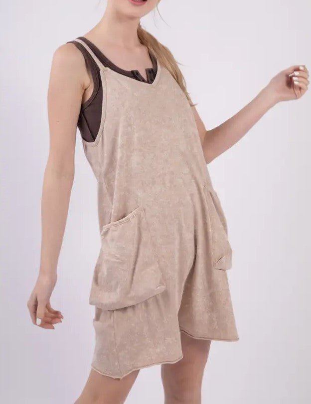 Casual Sleeveless Washed Knit Romper | 5 colors