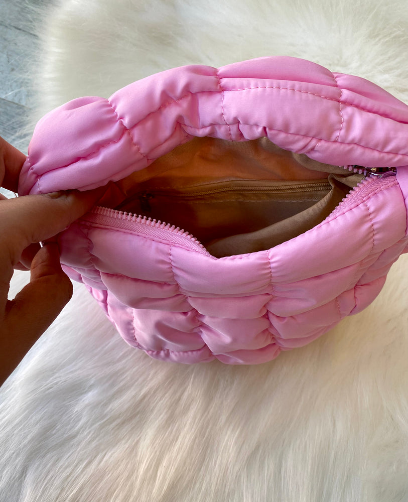 Quilted Mini Puff Bag | Pink