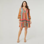 Milena Ruffle Sleeve Tunic Dress | Pink Aztec