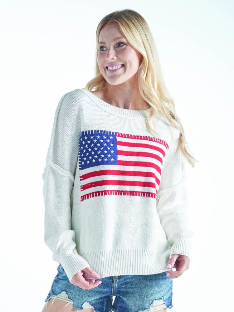 USA Ivory Flag Sweater