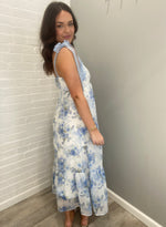 Floral Crochet Lace Strap Maxi Dress | Blue