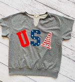 USA Embroidered Terry Top | Charcoal