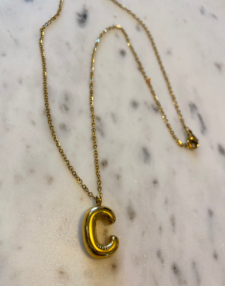 3D Bubble Initial Necklace | Gold