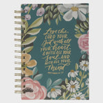 Journal Wirebound Teal Floral Love the Lord Matt