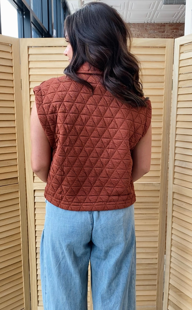 The Quinn Quilted Vest | Vintage Brick