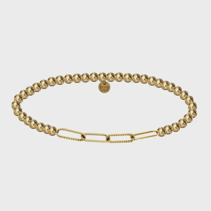 Sophie Paperclip | Gold | Stretchy Chain Gold Filled Bead Bracelet