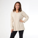 Heavenly Luxe V-Neck Cable Sweater | Oatmeal