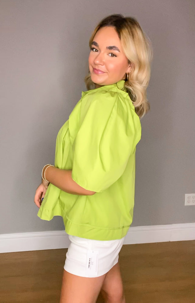 Marie Solid Button Down Top | Kiwi