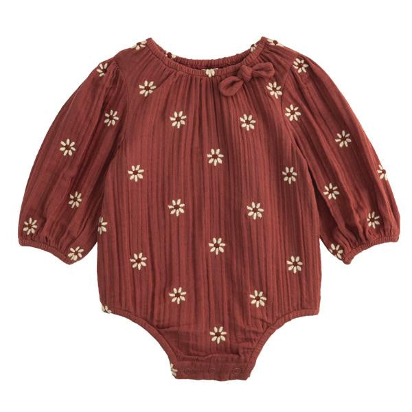Mudpie Embroidered Daisy Crinkle Gauze Bubble
