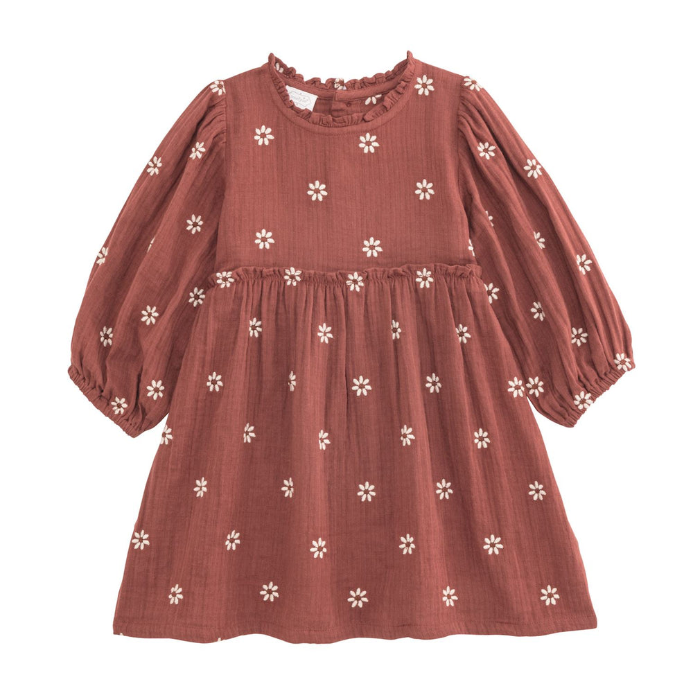 Embroidered Gauze Daisy Dress