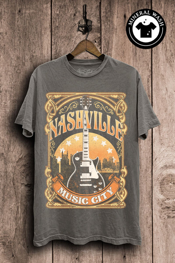 Nashville Music City Tee | Stone Gray Mineral Wash