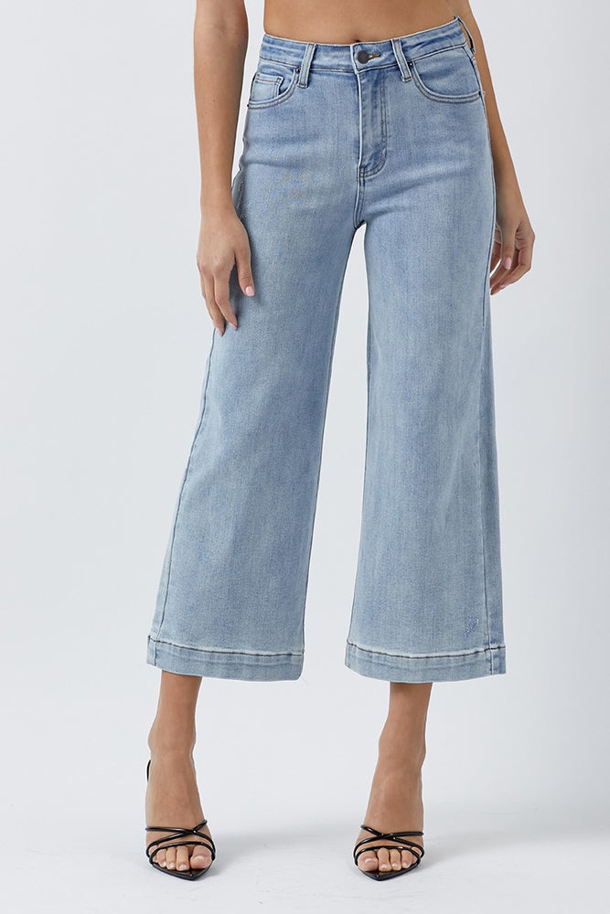 Risen | High Rise Ankle Wide Jeans | Light