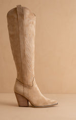 The Bronco | Knee High Embroidered Boot | Almond