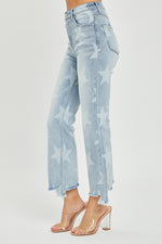 Risen | High Rise Star Printed Straight Jeans