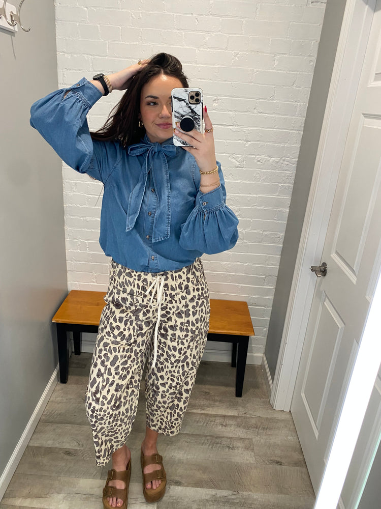 Leopard Print Barrel Pant