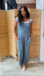 Mineral Wash Thermal Wide Leg Overalls | Vintage Denim