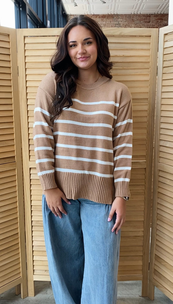 Between The Lines Sweater | Taupe