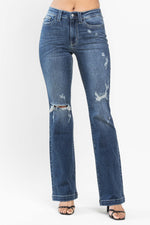 Judy Blue | Mid Rise Hand Sand & Destroy Bootcut