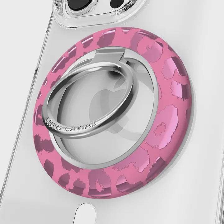 Magnetic Phone Ring & Stand | Pink Ruby Leopard