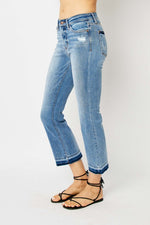 Judy Blue Mid Rise Released Hem Cropped Bootcut