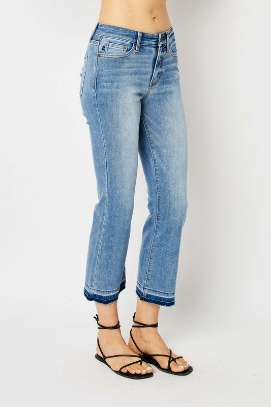 Judy Blue Mid Rise Released Hem Cropped Bootcut