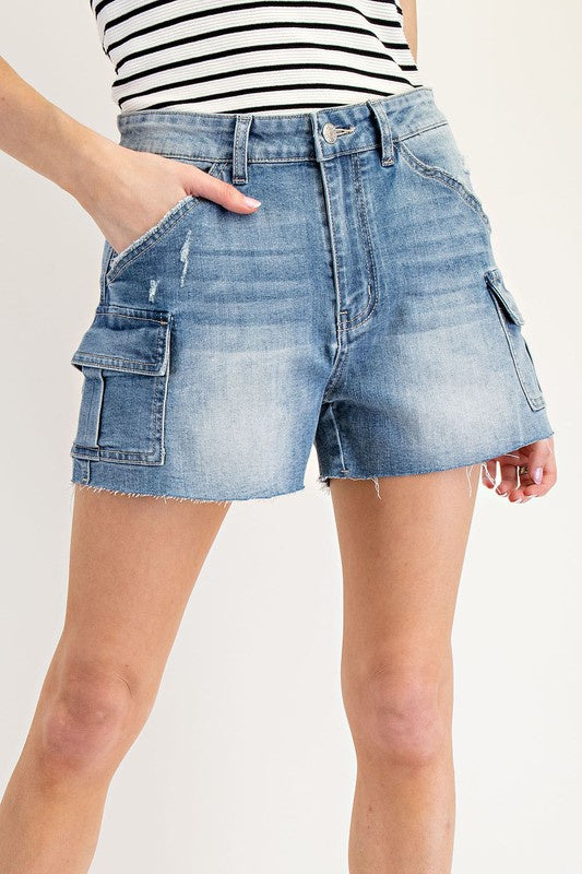 Denim Side Pocket Shorts