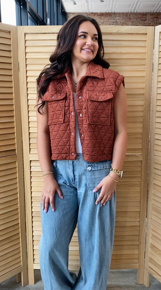 The Quinn Quilted Vest | Vintage Brick