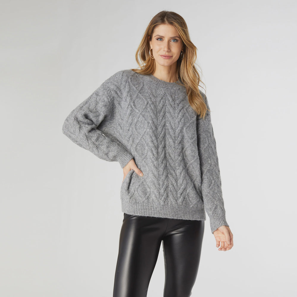 Casper Cable Knit Sweater | Light Heather Grey