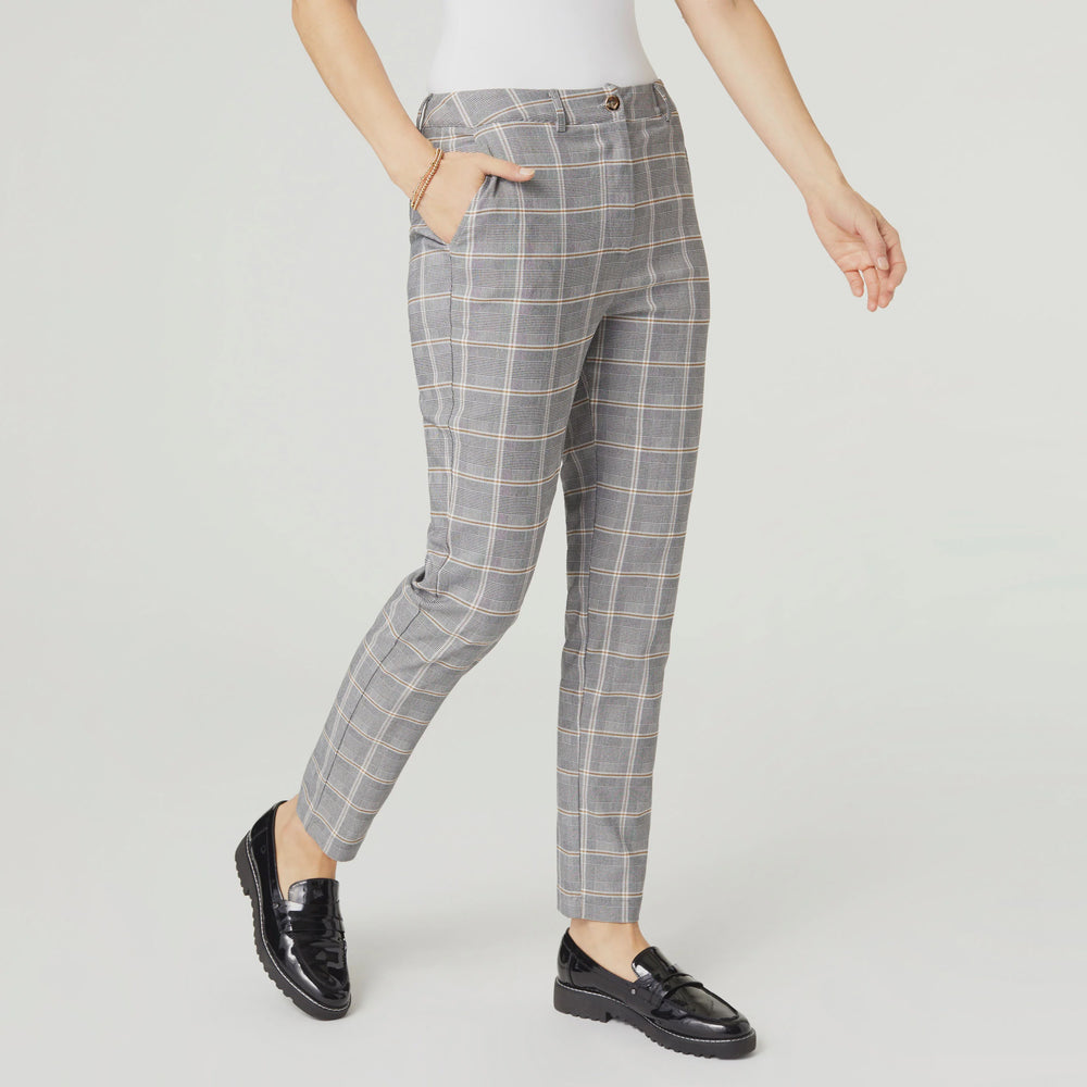 Wylda Stretch Plaid Pant | Black/Cream