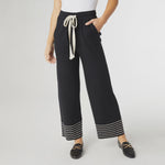 Kendry Stripe Bottom Sweater Pant | Black