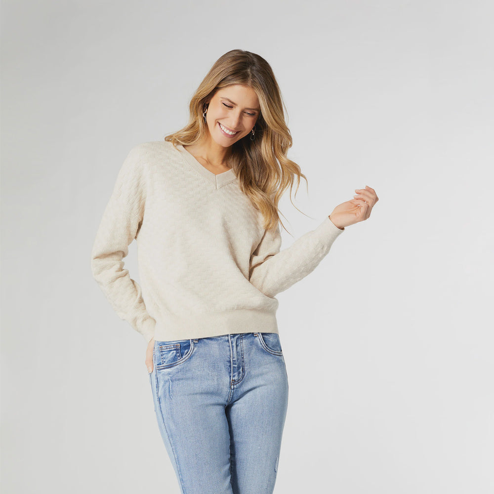 Melanie V-Neck Sweater | Oatmeal