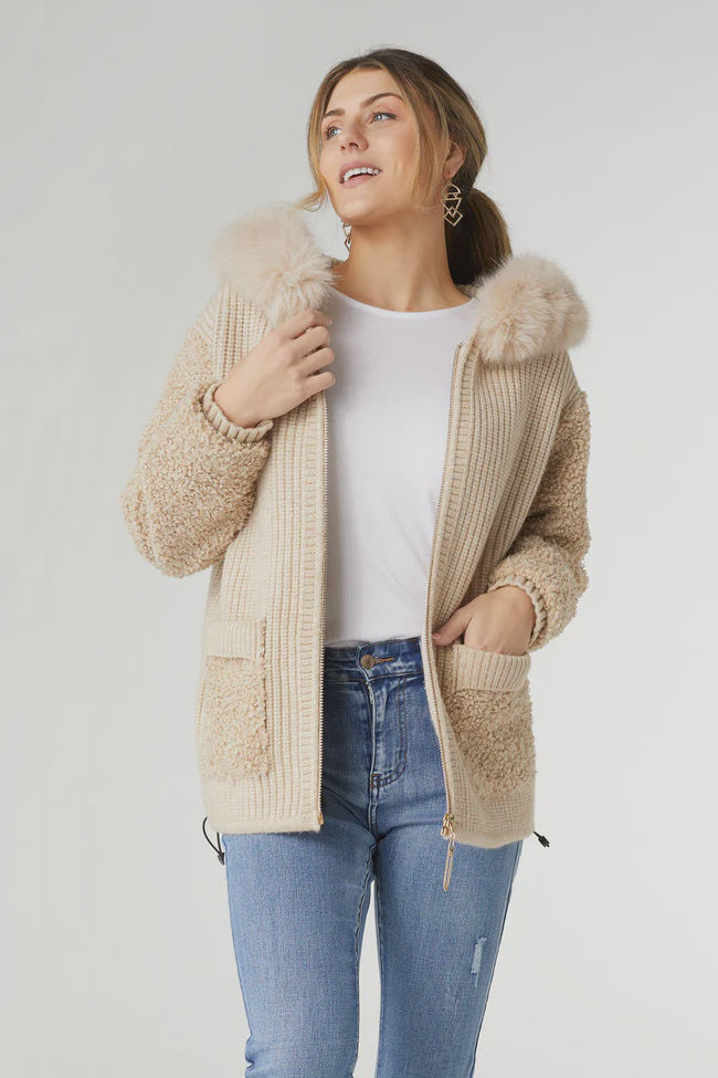 Elias Knit Hooded Jacket | Oatmeal