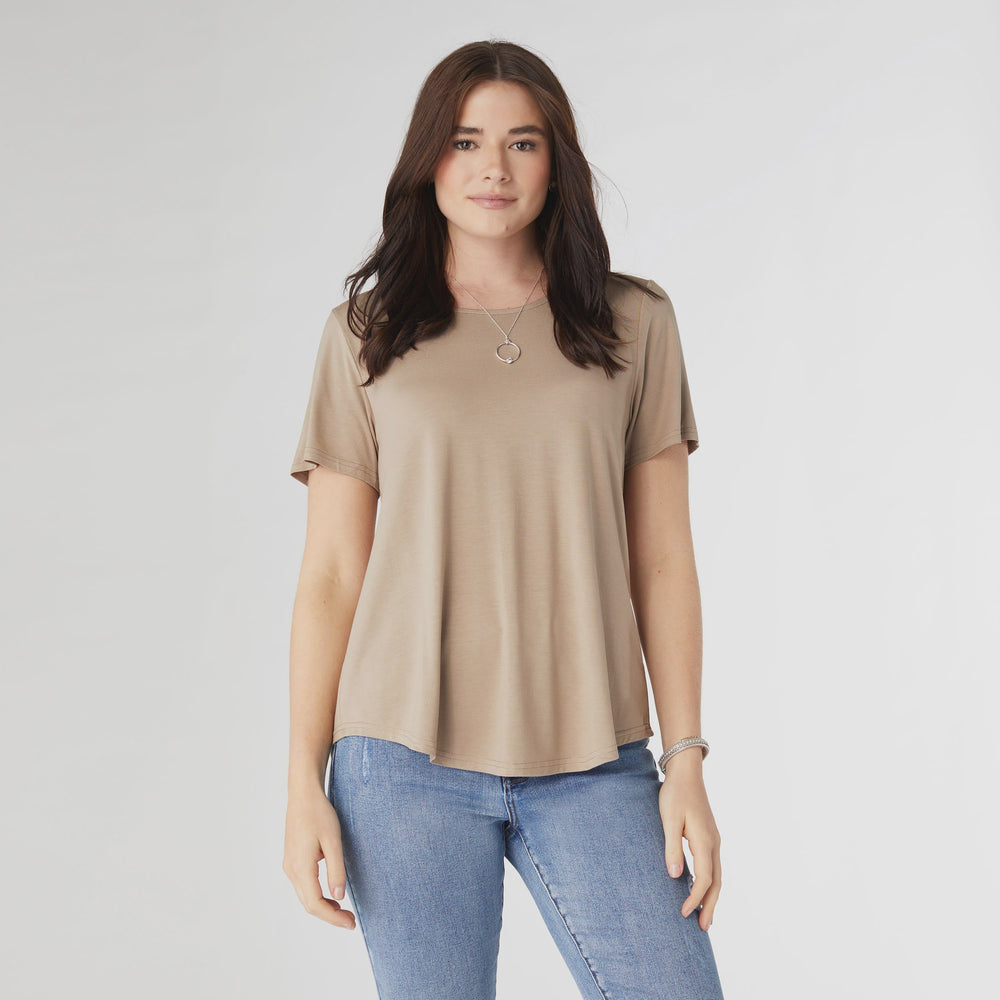 Erin Pleat Back Tee | Taupe