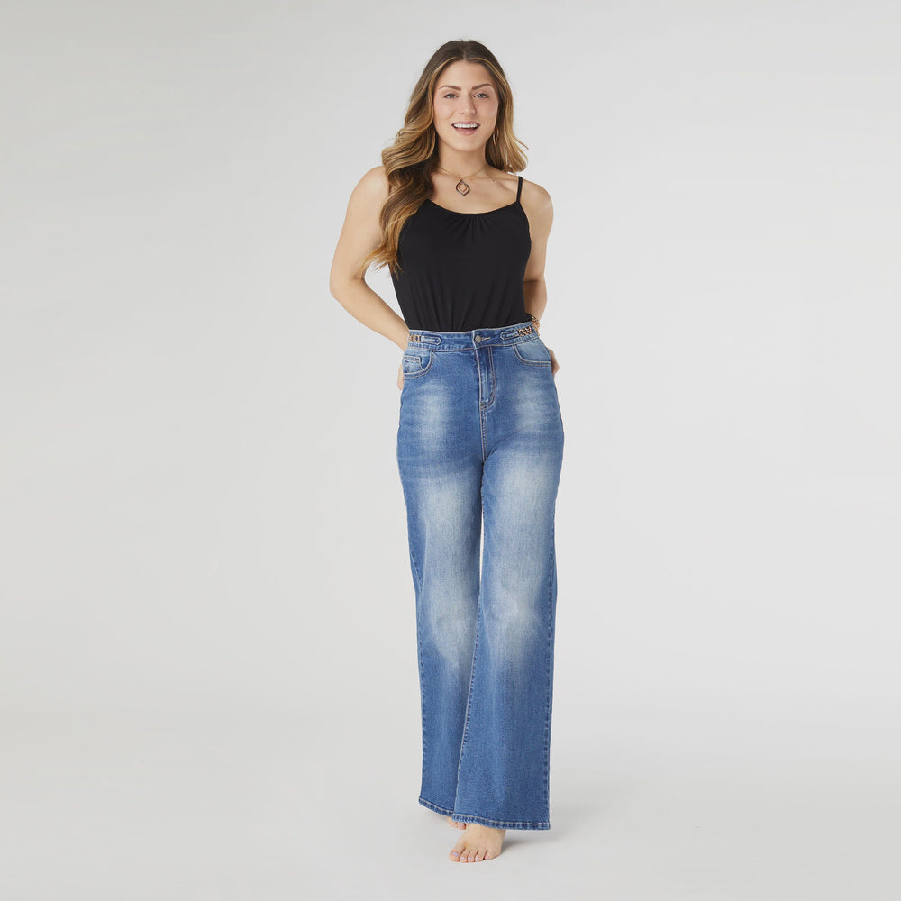 EverStretch High Rise Wide Leg w/ Chain Detail