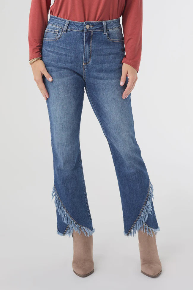 Bambu Soft Straight Ankle Crossover Bottom | Dark Denim