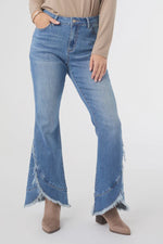 Bamboo Soft Flare with Crossover fringe | Medium Denim