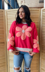 Daisy Love Sweater | Hot Coral