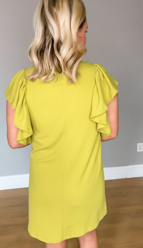 Riley Ribbed Mini Dress | Chartreuse