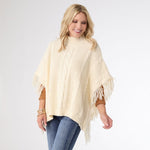 Hayes Cable Knit Poncho | Cream | One Size