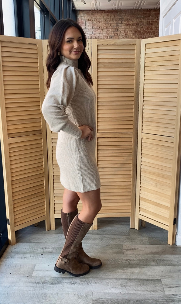 At The Patch Sweater Dress | Khaki