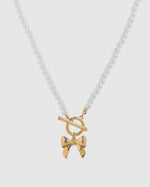 Bow Pendant Toggle Pearl Necklace