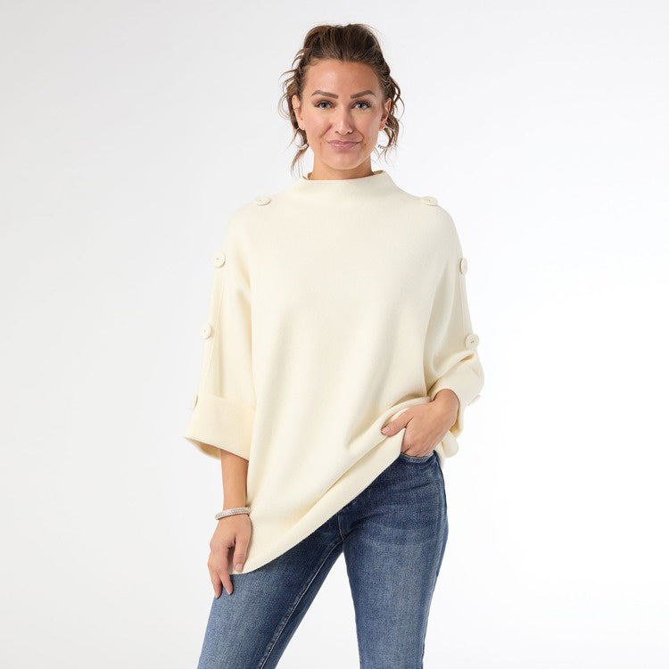 Heavenly Luxe Elbow Sleeve Funnel Neck Top | Winter White