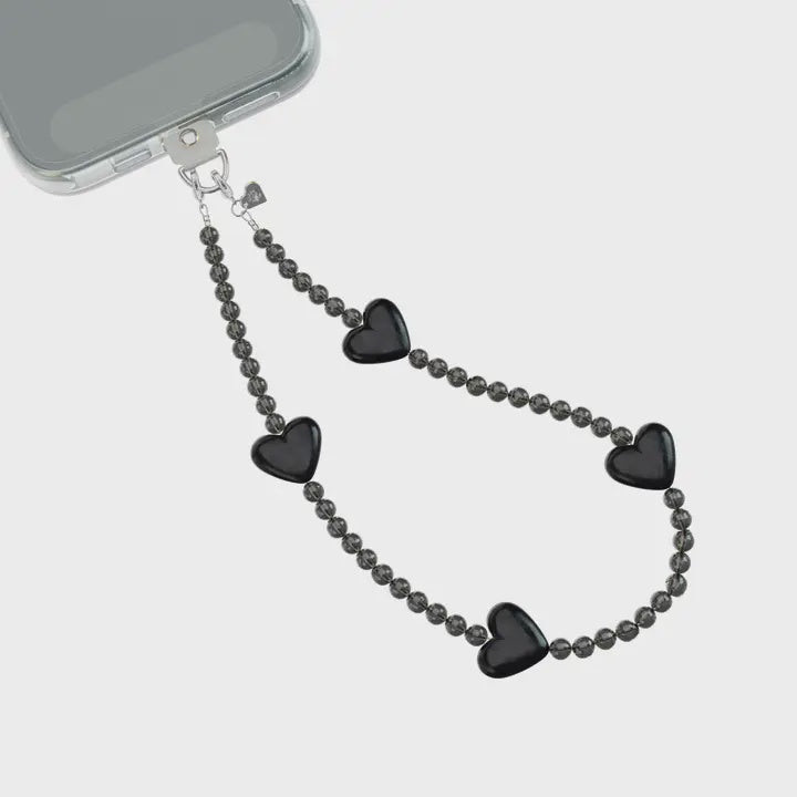 Iphone Charm Wristlet | Black Heart