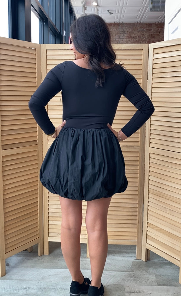 Look My Way Bubble Skirt Romper | Black