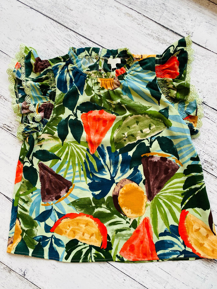 Tropigal Print Blouse | Green