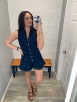 Dark Denim Sleeveless Button Romper