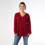 Heavenly Luxe V-Neck Cable Sweater | Rosewood