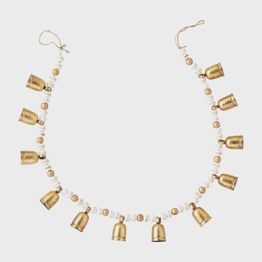 Mudpie Wood Bead Bell Garland