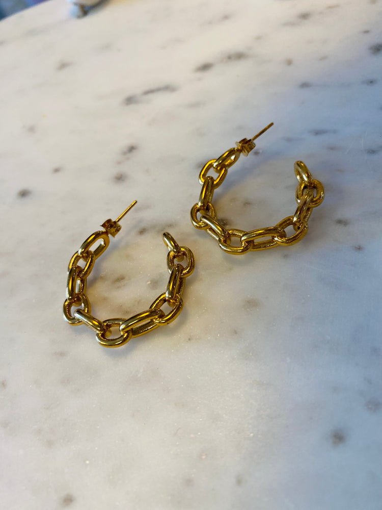 Chain Link Hoops | 18K Waterproof | Gold